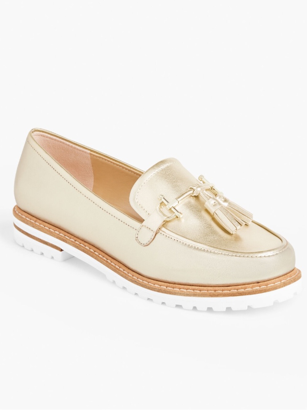 Talbots Laura gold tassel flat loafer shoes size 7